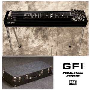 Black GFI S10SM+ Student 3x4 Model Single Neck 10 String Pedal Steel Guitar with 3 Pedals, 4 Knee Levers, and Hardcase - Made in USA