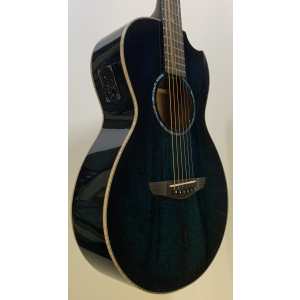 Faith FMEBLM-BNC Parlour Model Blue Moon Mercury Electro Scoop Guitar in Blue with Hard Case