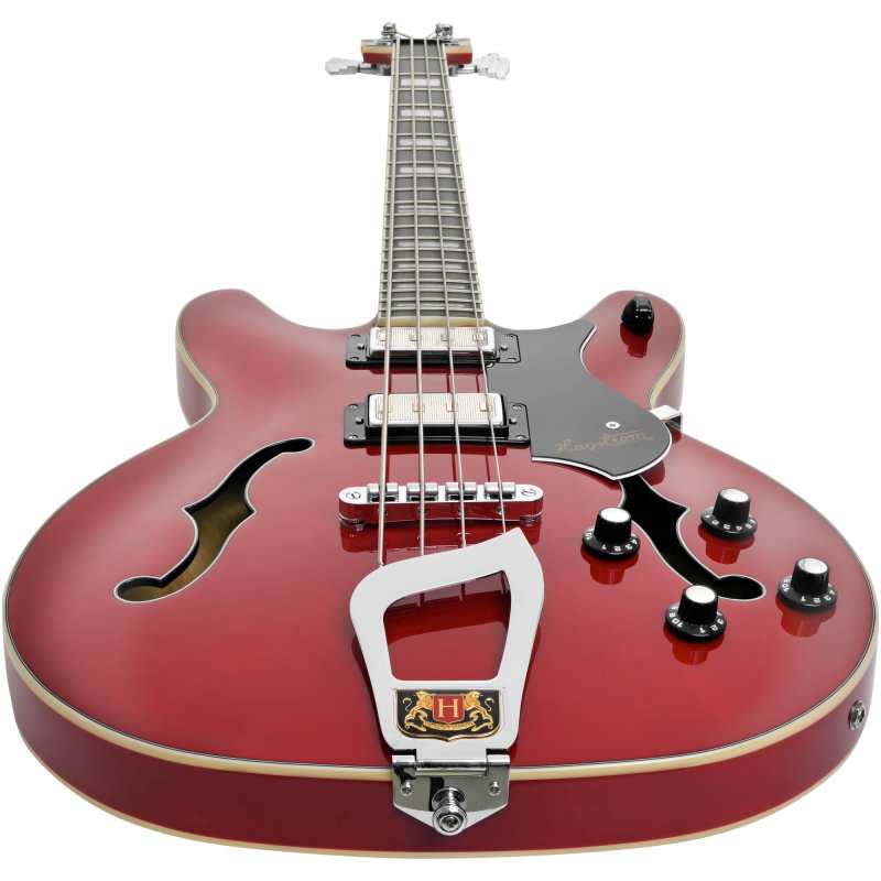 Hagstrom Viking 4 String Semi-Hollow Short Scale Bass, Cherry Transparent - Image 5