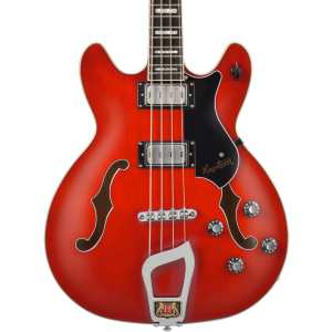 Hagstrom Viking 4 String Semi-Hollow Short Scale Bass, Cherry Transparent