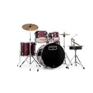 Mapex Tornado Rock/Fusion Drum Kit, 22 Bass Drum, Includes Hardware, Stool, Crash & Hi-Hats,  Burgundy Red