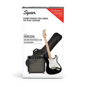 Squier Sonic Stratocaster Pack, Black, inc Gig Bag, Amp and more. (0371720406)