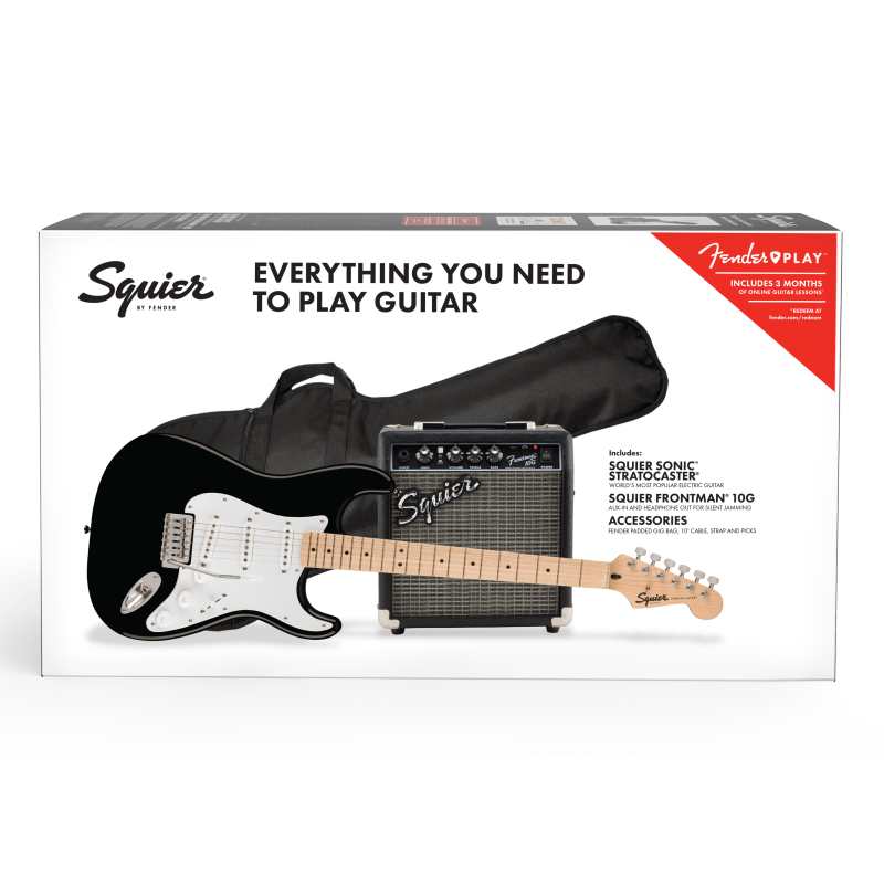 Squier Sonic Stratocaster Pack, Black, inc Gig Bag, Amp and more. (0371720406) - Image 4