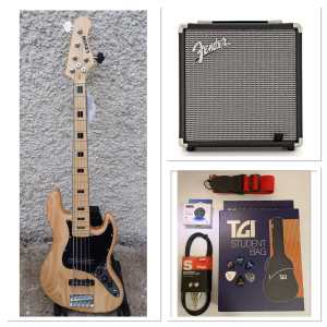 LEVIN Deluxe LB65-NAT, 5-String Bass Guitar Package in High-glo Aged Natural