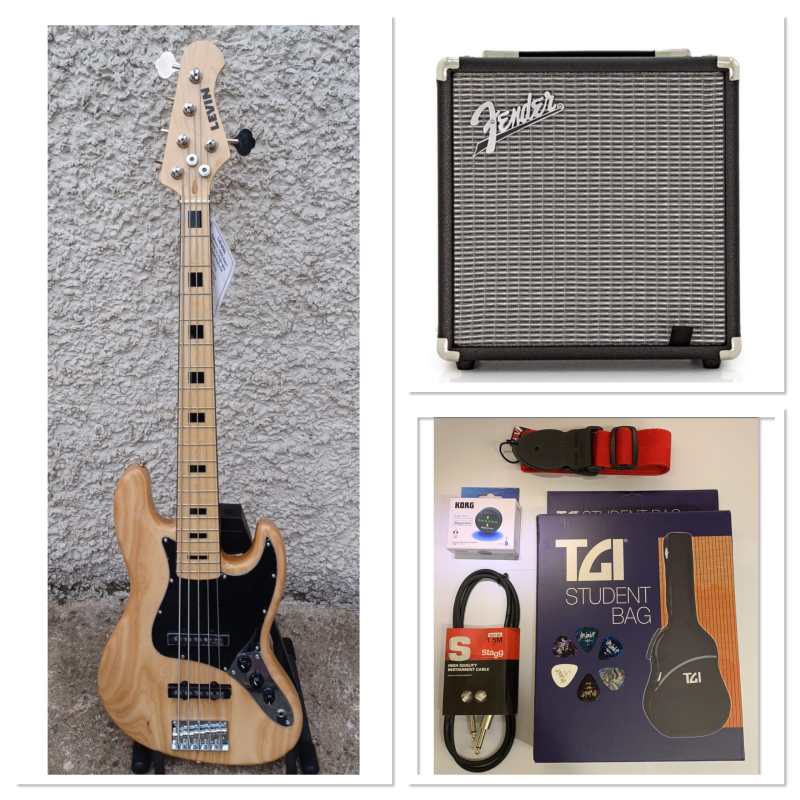 LEVIN Deluxe LB65-NAT, 5-String Bass Guitar Package in High-glo Aged Natural