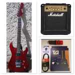 LEVIN LE84-TBK Electric Guitar Package in High-Glo Trans Burgundy