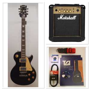 Levin LE58-BK Electric Guitar Package in High-Glo Black