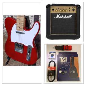 LEVIN LE51-CR Electric Guitar Package in High-Glo Candy Red