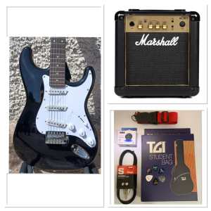 LEVIN LE54-BK Electric Guitar Package in High-glo Black