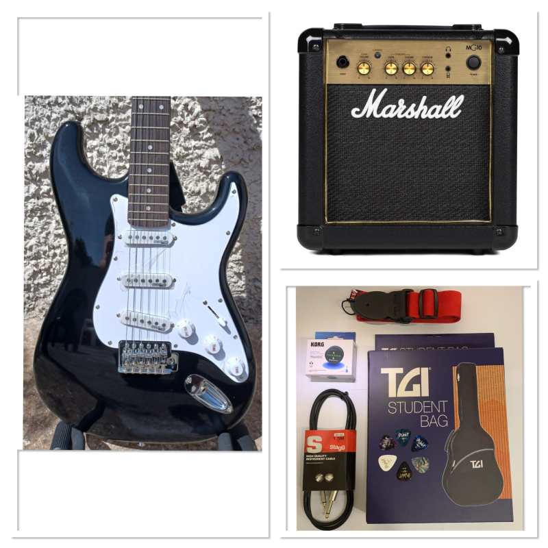LEVIN LE54-BK Electric Guitar Package in High-glo Black