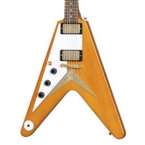 Left-handed Epiphone Inspired by Gibson Custom 1958 Korina Flying V with Hardcase (IGCKFVWANAGH1L)