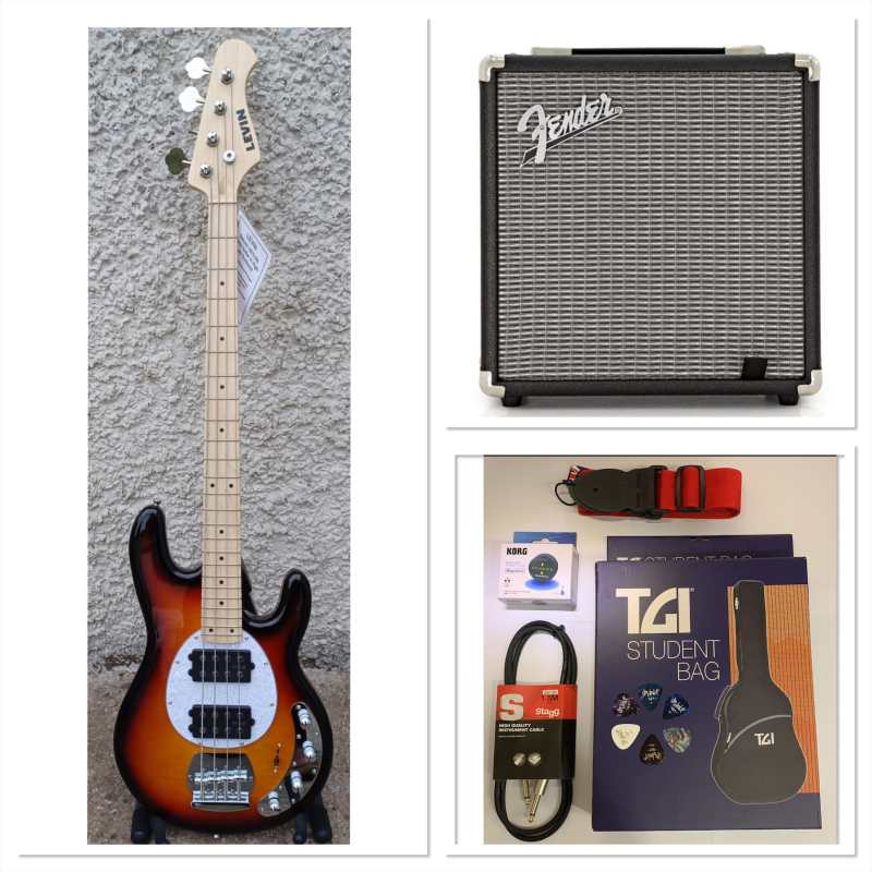 LEVIN Deluxe LB76-SB Bass Guitar Package in High-glo Sunburst