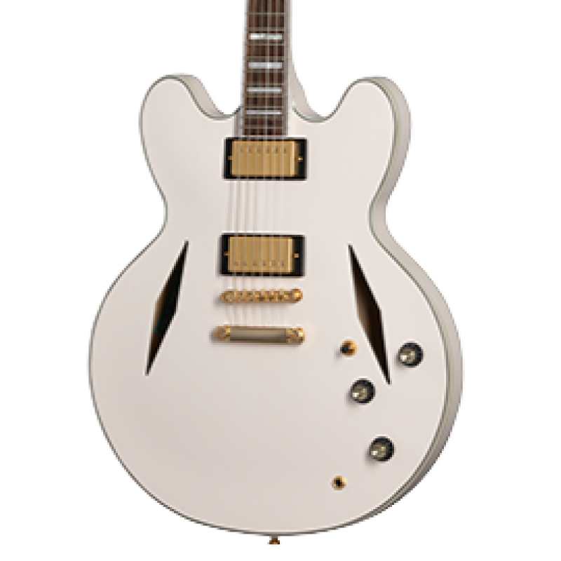 Epiphone Emily Wolfe "White Wolfe" Sheraton Double-cut Semi-hollow Body Electric Guitar in Aged Bone White Finish with EpiLite Case
