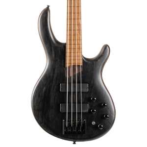 Cort B4 Element Fretless Bass Guitar, Open Pore Trans Black