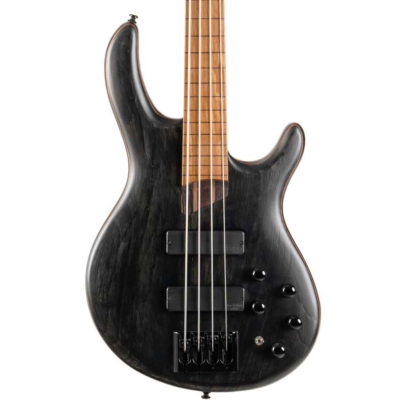 Cort B4 Element Fretless Bass Guitar, Open Pore Trans Black