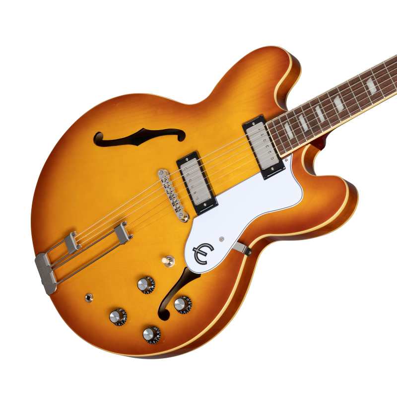 Epiphone Riviera Double-cut Semi-hollow Body Electric Guitar with Frequensator Tailpiece in Royal Tan Finish - Image 4