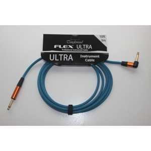 Tanglewood Flex Ultra 10ft (3 metre) Guitar / Instrument Cable in Ocean Blue with Straight Jack to Angled Jack (FX3-OB-A)