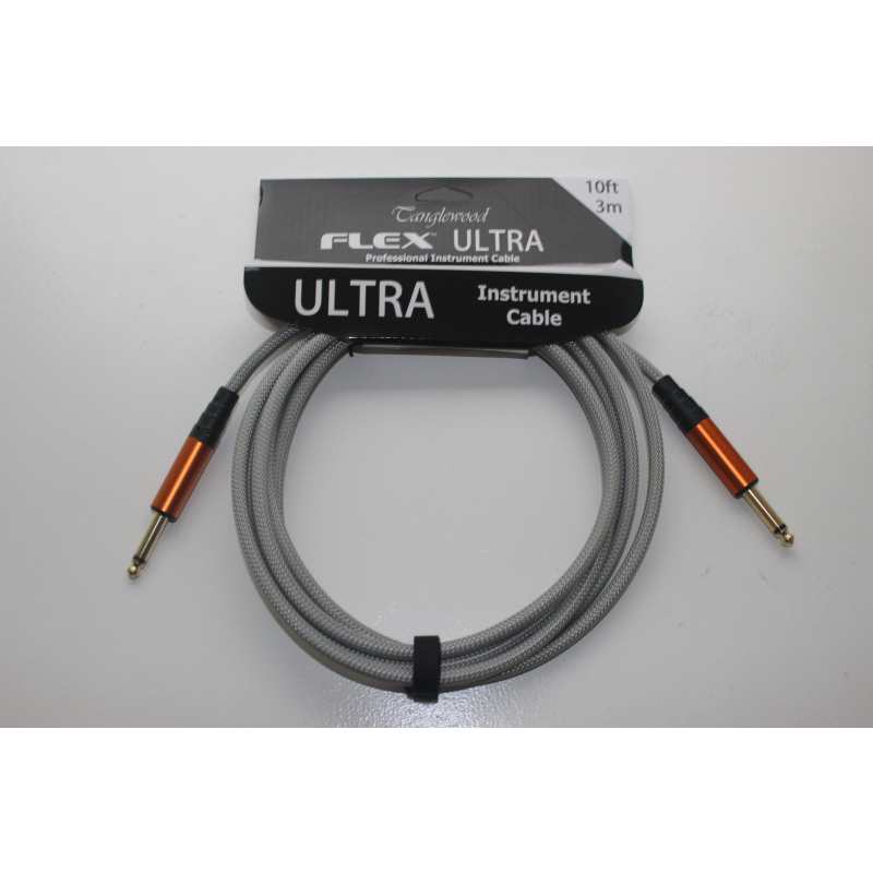 Tanglewood Flex Ultra 10ft (3 metre) Guitar / Instrument Cable in Storm Grey with Straight Jack to Straight Jack (FX3-SG)