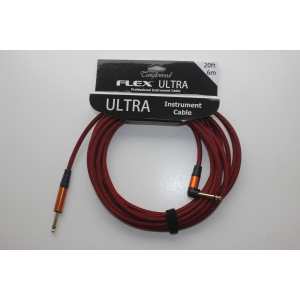 Tanglewood Flex Ultra 20ft (6 metre) Guitar / Instrument Cable in Merlot with Straight Jack to Angled Jack (FX6-M-A)