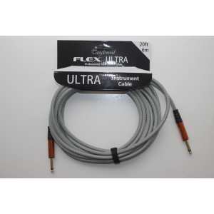 Tanglewood Flex Ultra 20ft (6 metre) Guitar / Instrument Cable in Storm Grey with Straight Jack to Straight Jack (FX6-SG)