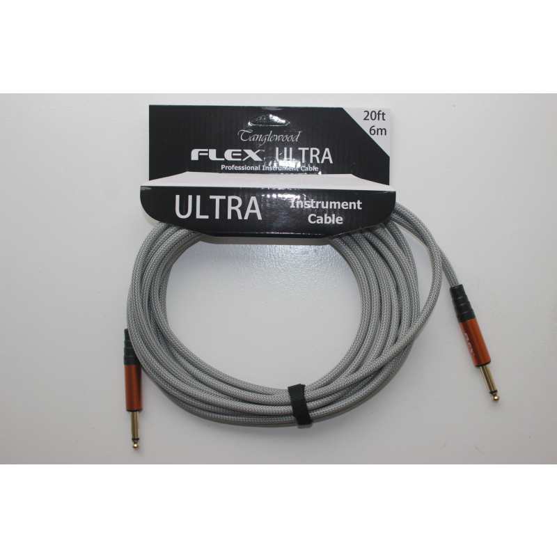 Tanglewood Flex Ultra 20ft (6 metre) Guitar / Instrument Cable in Storm Grey with Straight Jack to Straight Jack (FX6-SG)