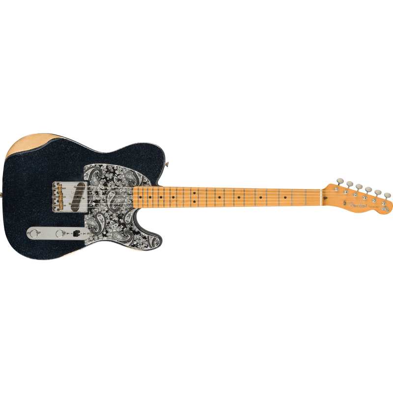 Fender Brad Paisley Esquire Electric Guitar in Black Sparkle Finish with Gig Bag, Secondhand - Image 2