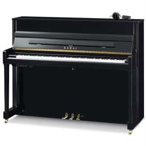 New Kawai K200 ATX4 Anytime 114cm Tall Upright Piano in Polished Ebony Black (can be played silently with headphones) Made in Indonesia.