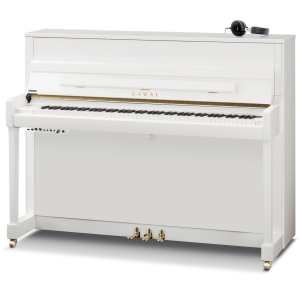 New Kawai K200SL ATX4 Anytime 114cm Tall Upright Piano in Polished White with Chrome Fittings (can be played silently with headphones) Made in Indonesia.