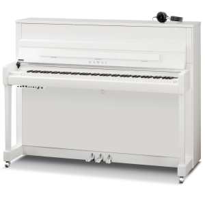 New Kawai K200 ATX4 Anytime 114cm Tall Upright Piano in Polished White (can be played silently with headphones) Made in Indonesia.