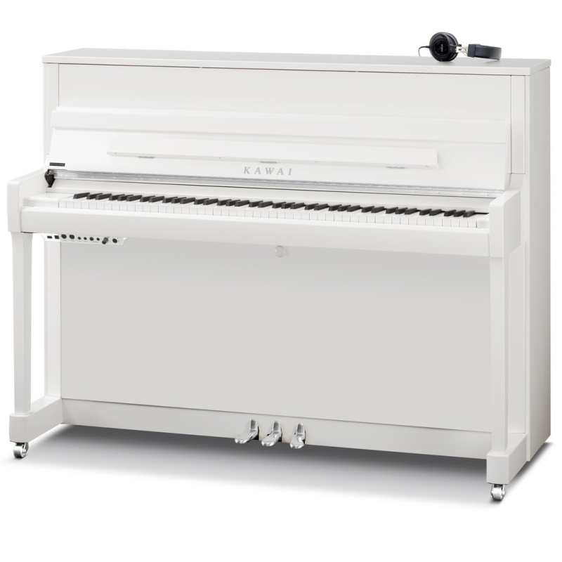 New Kawai K200 ATX4 Anytime 114cm Tall Upright Piano in Polished White (can be played silently with headphones) Made in Indonesia.