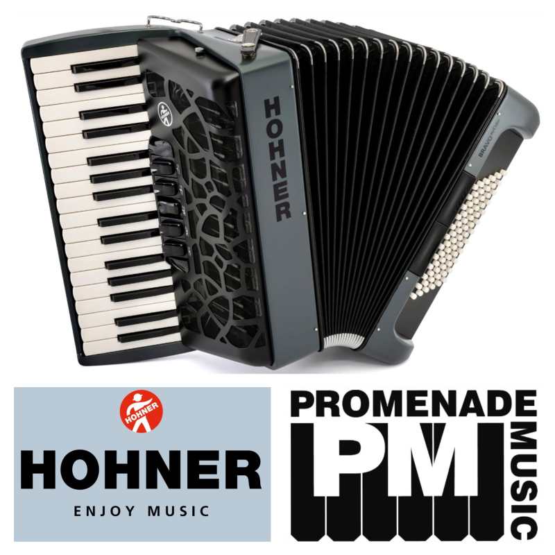 Hohner Bravo myColor III Twilight 72 Bass Accordion in Granite Gray with Gig Bag & Straps (A166113) - Image 2