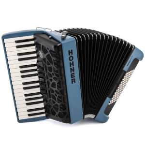 Hohner Bravo myColor III Water 72 Bass Accordion in Azure Blue with Gig Bag & Straps (A166143)
