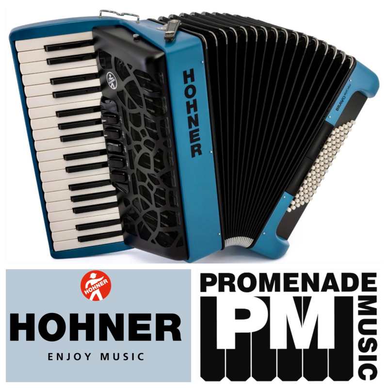 Hohner Bravo myColor III Water 72 Bass Accordion in Azure Blue with Gig Bag & Straps (A166143) - Image 4