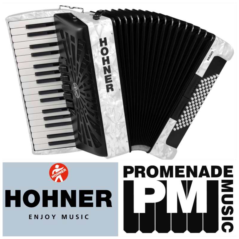 Hohner Bravo III 72 Bass Accordion in White with Bag & Straps (A16612) - Image 4