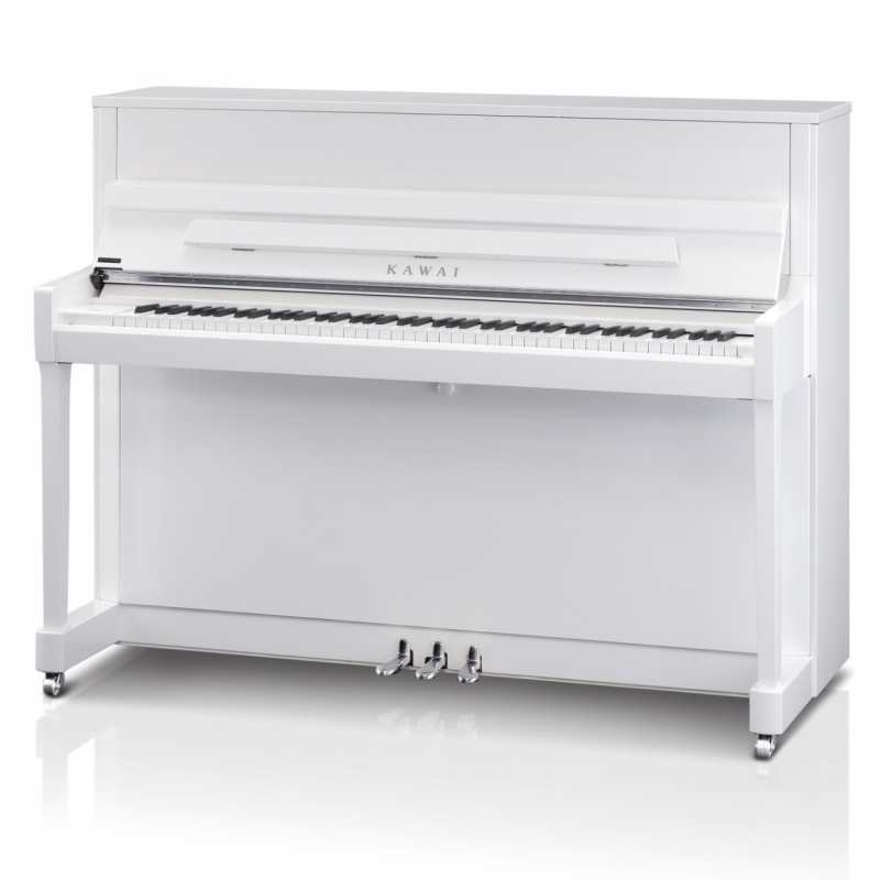 New Kawai K200SL Upright Piano in White Polished Chrome Fittings (114cm) Made in Indonesia.