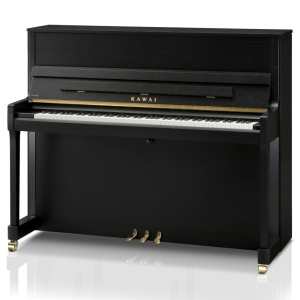 New Kawai E300 Studio Upright Piano in Ebony Satin Black (122cm) Made in Indonesia.