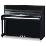 New Kawai K200SL Upright Piano in Ebony Polished Black with Chrome Fittings (114cm) Made in Indonesia.