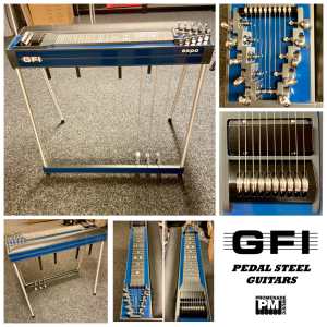 Blue GFI S10PE Expo Model Pedal Steel Guitar with Pad and Hardcase [10-string Single Neck with 3 Pedals & 4 Knee Levers - Made in USA]
