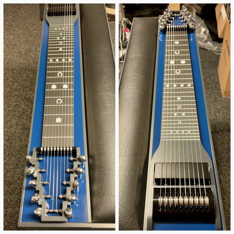 Blue GFI S10PE Expo Model Pedal Steel Guitar with Pad and Hardcase [10-string Single Neck with 3 Pedals & 4 Knee Levers - Made in USA] - Image 5