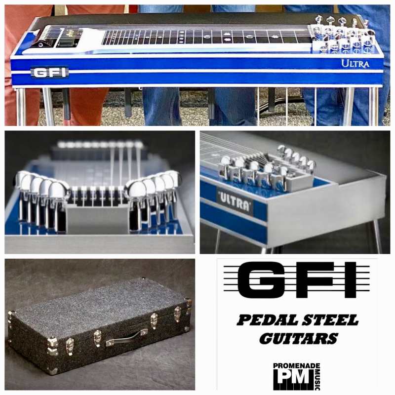 Blue GFI S10PU Ultra Model (with pad) Single Neck 10-string Pedal Steel Guitar  with 3 Pedals, 4 Knee Levers, and Hardcase - Made in USA]