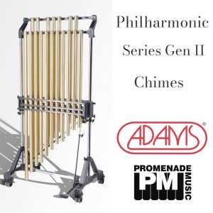 Adams BKL5203 1.5-octave Philharmonic Series Gen II Tubular Bells (with 39mm diameter satin brass tubes, adjustable stand, long-drop cover, and 2-tone mallet)