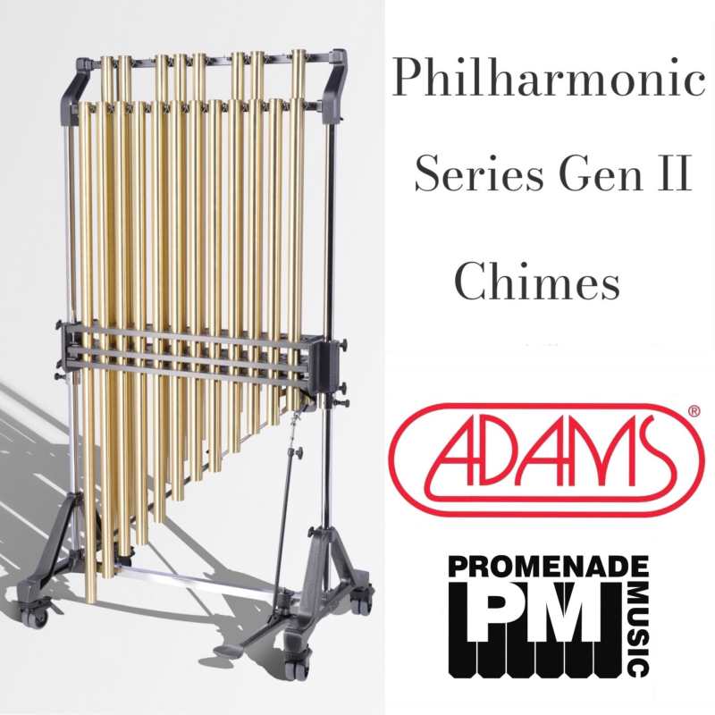 Adams BKL5216 1.6-octave Philharmonic Series Gen II Tubular Bells (with 39mm diameter satin brass tubes, adjustable stand, long-drop cover, and 2-tone mallet)
