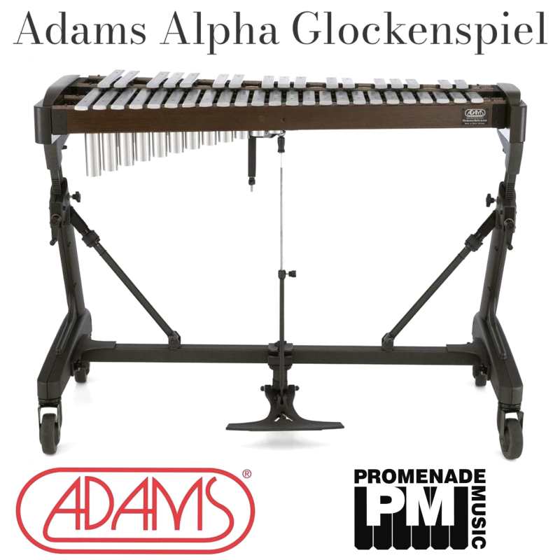 Adams GAA33 3.3-octave Alpha Series Glockenspiel with Resonator and Height Adustable Apex Frame with Reversible Damper Pedal ….. 1.25” rounded top bars, c-e range, A=442Hz pitch [gaa-33]