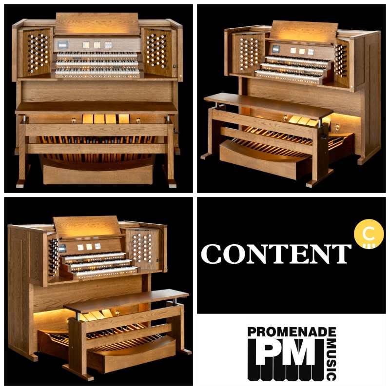 Content Cantate 354R Digital Classical Organ in Dark Oak Finish with 3-manuals, 54 Drawstops and 32-note Radiating Concave Pedalboard & Bench - Image 9