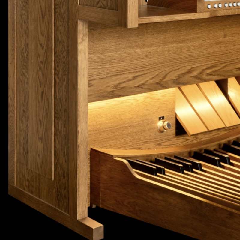 Content Cantate 354R Digital Classical Organ in Dark Oak Finish with 3-manuals, 54 Drawstops and 32-note Radiating Concave Pedalboard & Bench - Image 7