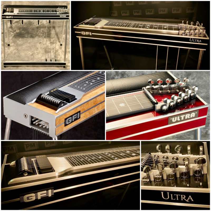 Black GFI S10PU Ultra Model (with pad) Single Neck 10-string Pedal Steel Guitar with 3 Pedals, 4 Knee Levers, and Hardcase - Made in USA - Image 2
