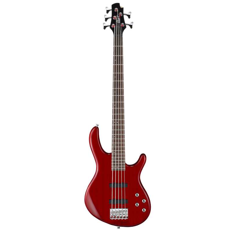 Cort Action Bass V Plus Bass Guitar, Trans Red - Image 2