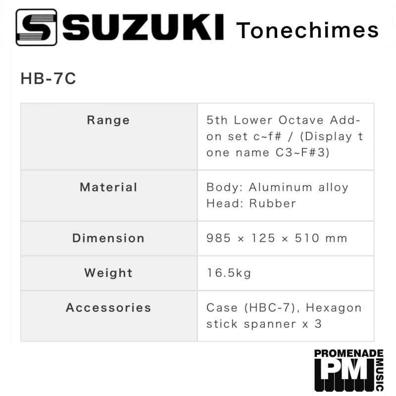 Suzuki HB7C 4.5th octave Chromatic Tonechimes Extension Set with Hardcase to go with Suzuki HB250, HB120A and HB120B ..... 7-notes from low f#3 down to c3 [hb-7c] - Image 5