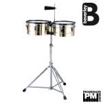 Beverley TIM-21 Timbales Set ..... 14" x 6.5" and 15" x 6.5" brass tunable shells with cowbell and double braced stand [TIM21]