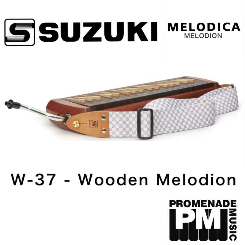 Suzuki W-37 Wooden Melodion ..... alto pitch melodica with mahogany cover, 37-keys of walnut and beech, phosphor bronze reeds, 3 mouthpieces and soft case [W37 Kenhamo] - Image 3